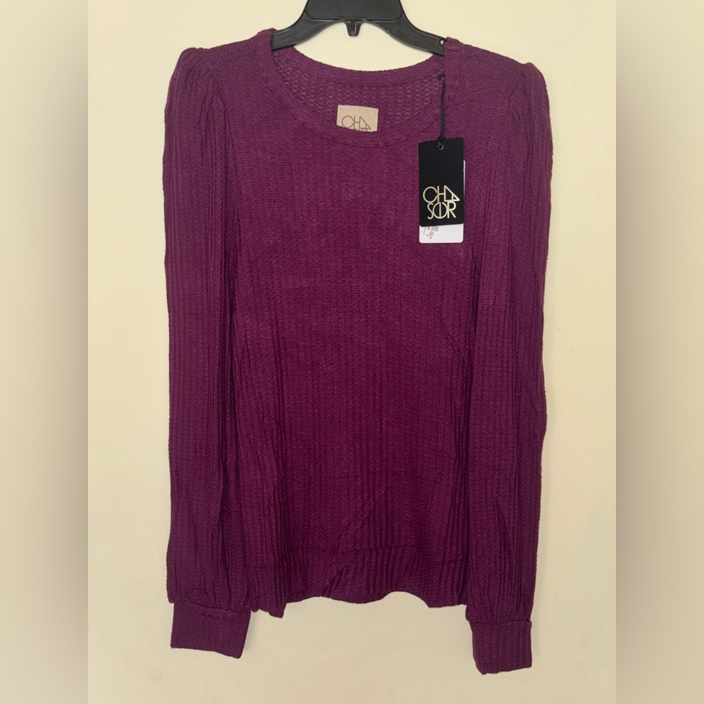 Chaser Vintage Plum Thermal Puff Long Sleeve Tee